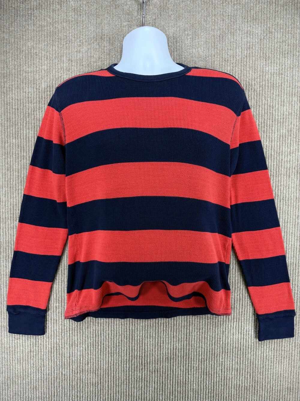 Gap Mens Striped Waffle Knit Thermal Shirt M Red Navy